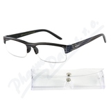 Brýle čtecí +1. 50 černé s pruhy a pouzdrem